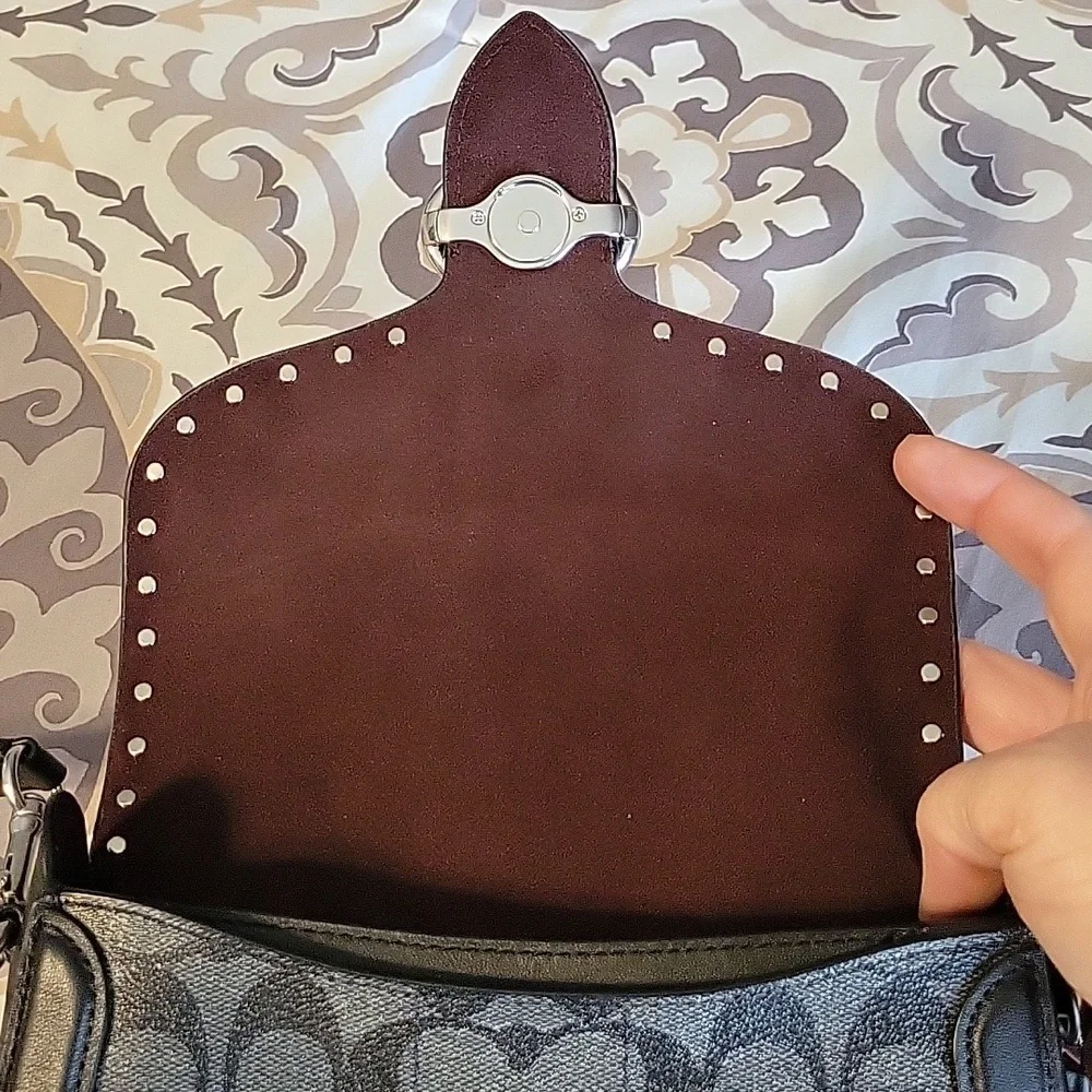 Coach Black and Gray Women's Crossbody Saddlebag NWOT - Picture 5 of 8